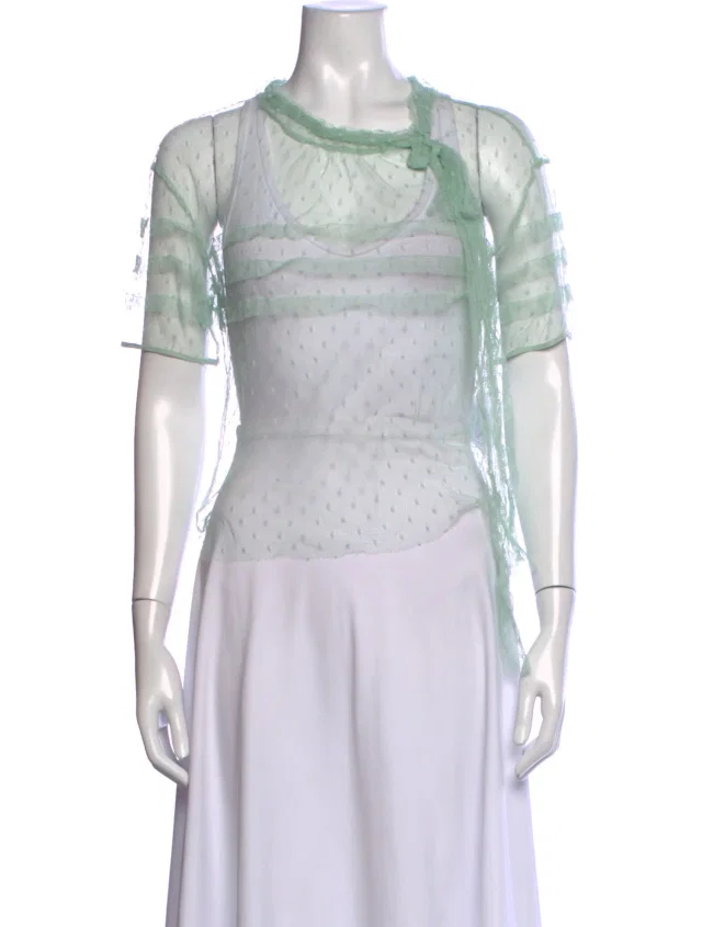 REDValentino Polka Dot Print Crew Neck Blouse w/ Tags in white from The RealReal