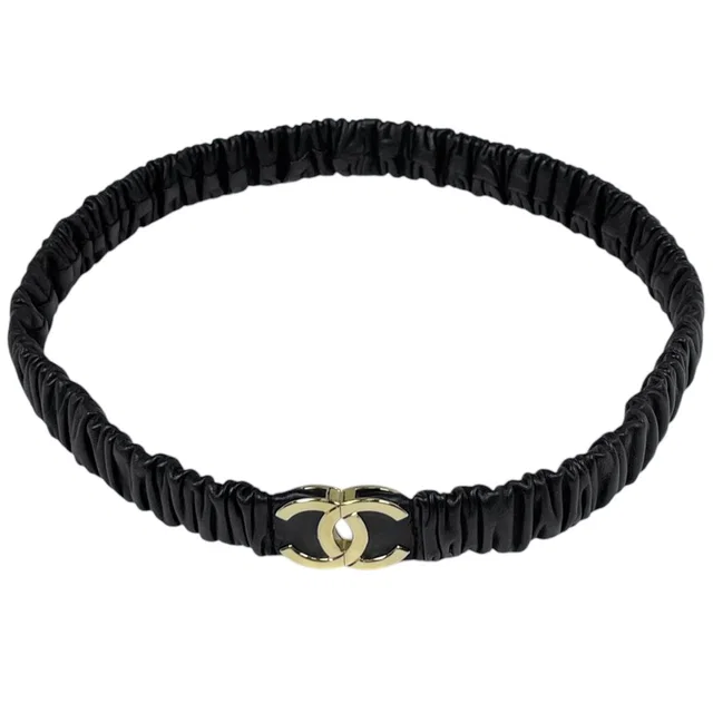 Chanel Belt CC Logo Stamp Leather Black in Black Leather from The Reluxe
