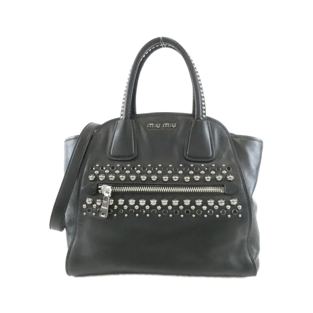Miu Miu RN1003 bag in NERO / SILVER metal fittings SOFT CALF BORCH from KOMEHYO