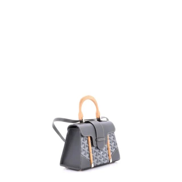 Goyard Structured Saigon Top Handle Bag Coated Canvas with Leather Mini in gray Coated canvas from Rebag, photo 2 of 7