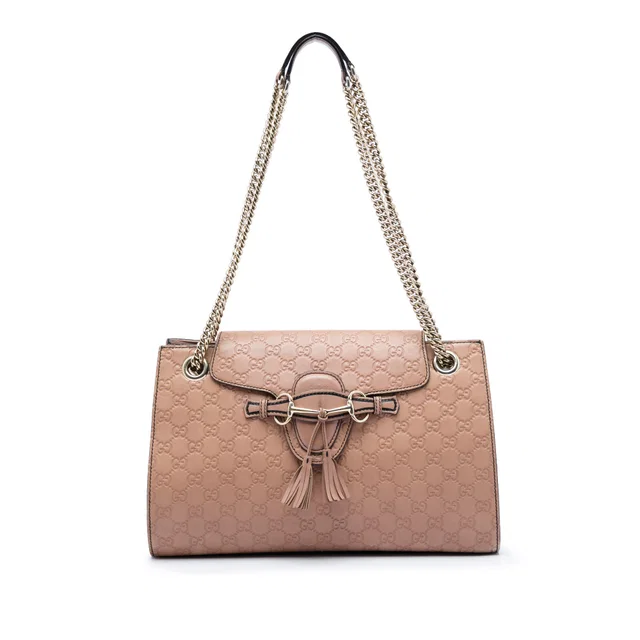 Tan Gucci Large Guccissima Emily Shoulder Bag in Brown Leather from Designer Revival