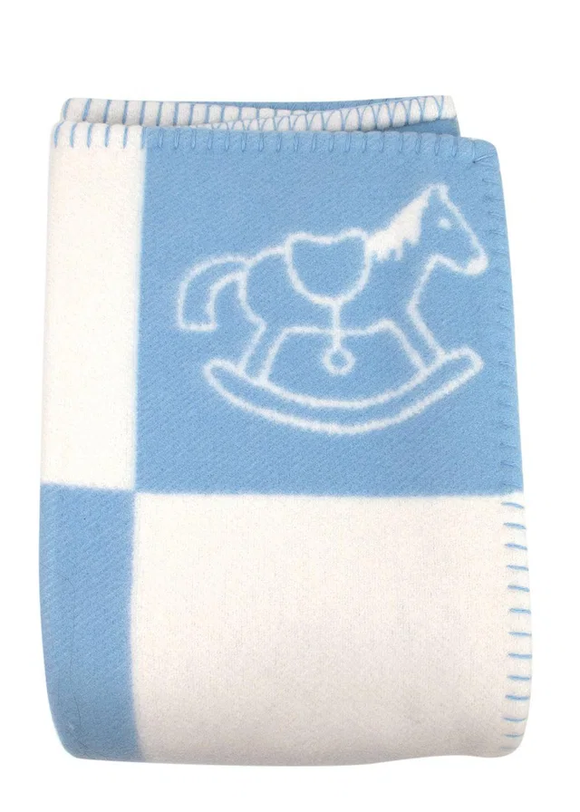 Hermès Blue Wool and Cashmere Adada Avalon Baby Blanket in Blue Cashmere from HEWI