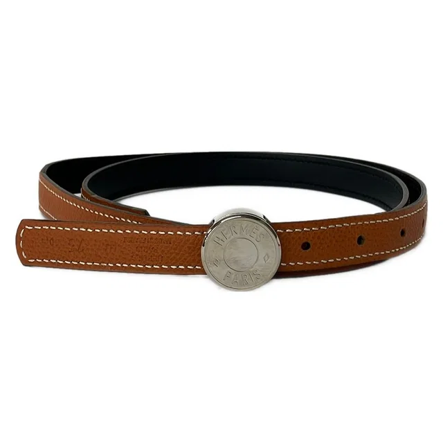 Hermès Belt 75 Sellier Brown Black Silver Reversible Leather in Black Leather from The Reluxe