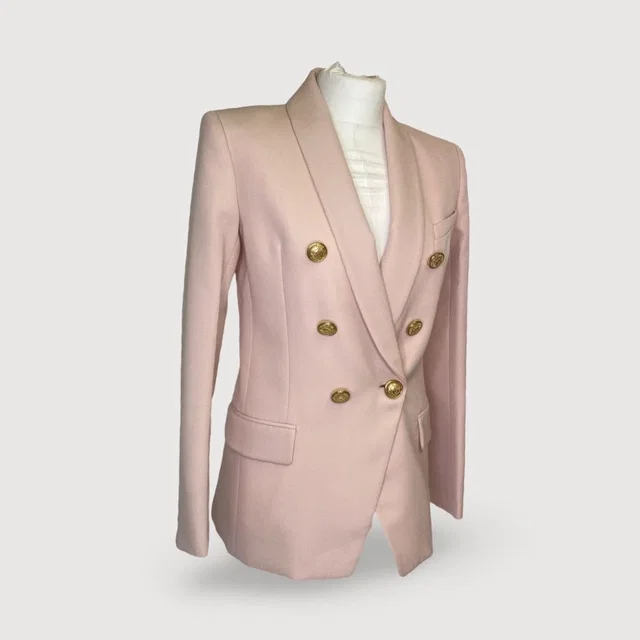 Blush Pink Balmain Blazer, 10 in Pink Wool from Luxury Promise