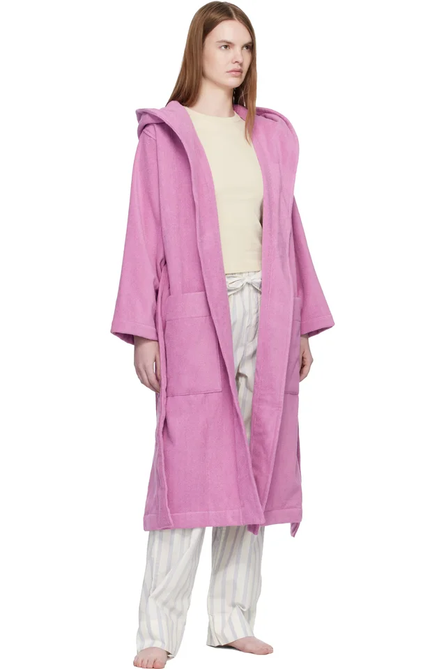 Tekla Pink Terry Hooded Bathrobe, photo 4 of 4 from SSENSE