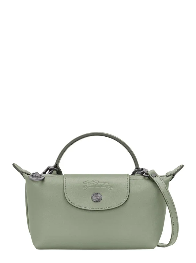 Longchamp Le Pliage Top Handle Bag — Gray Calf Leather in Grey Calfskin from HEWI