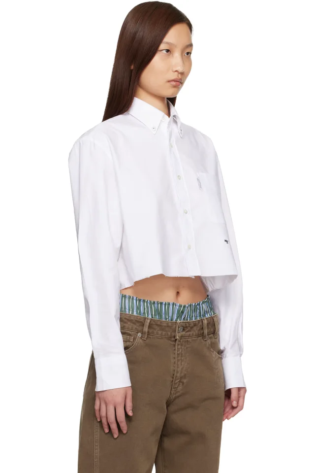 HommeGirls White Cropped Shirt, photo 2 of 3 from SSENSE