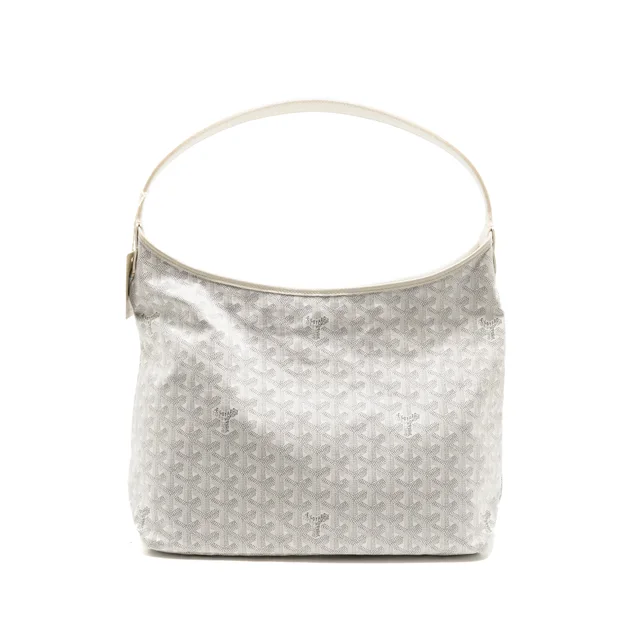 Goyard Boheme Hobo Bag Goyardine Canvas/Calfskin White SHW in White Calfskin from EMIER