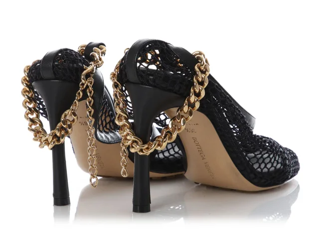 Bottega Veneta Black Mesh Pumps in Black Leather from Ann's Fabulous Finds, photo 4 of 6