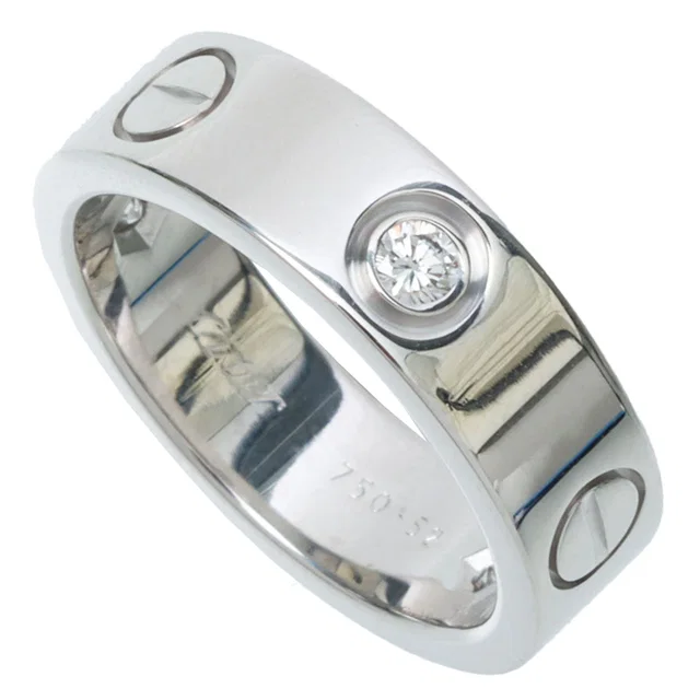 Cartier 18K Diamond Love Ring #52 Silver in Silver from VINTAGE QOO TOKYO