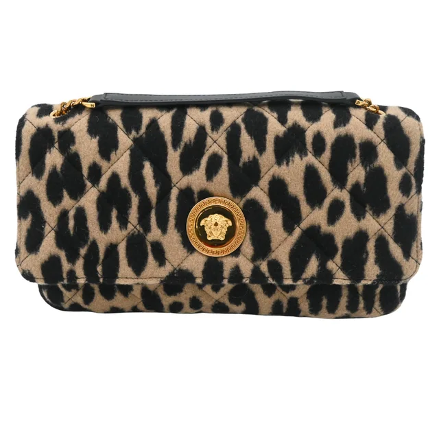 Versace Leopard Print Quilted Shoulder Bag in Canvas from Clotheshorse Anonymous