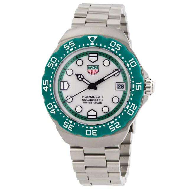 TAG Heuer Formula 1 Solargraph White Dial Limited Edition WBY1113.BA0042 in green|white|silver|gray|black from Jomashop.com
