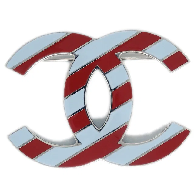 Chanel 2016 CC Brooch Pin Bordeaux Gray 16S in Burgundy from AMORE Vintage Tokyo