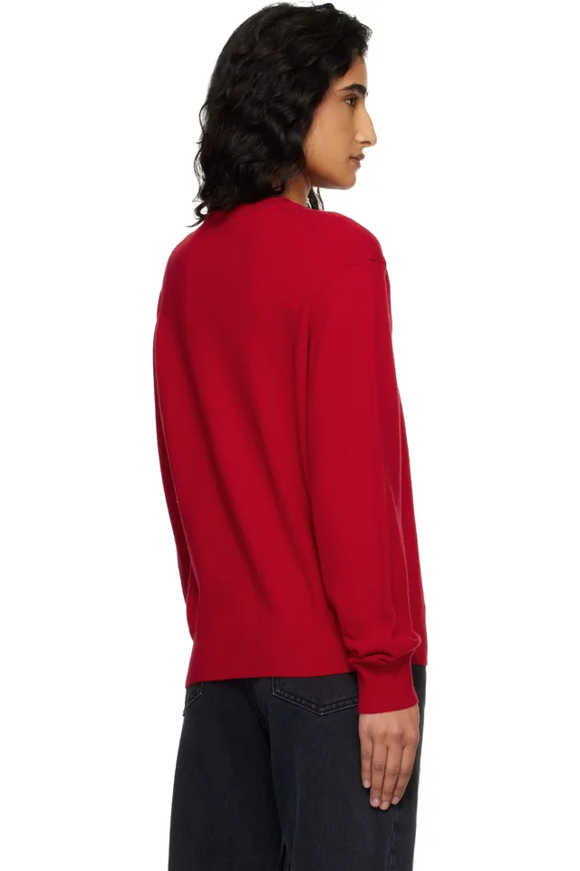 Dunst Red Soft V-Neck Sweater, photo 3 of 4 from SSENSE
