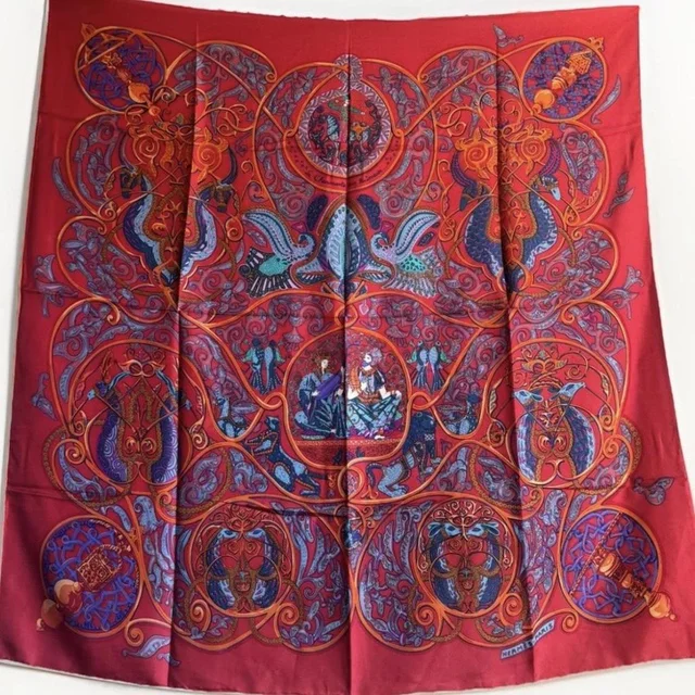 Hermès Women's Scarf - Multi/Red in multicolor|red from Depop, photo 1 of 1