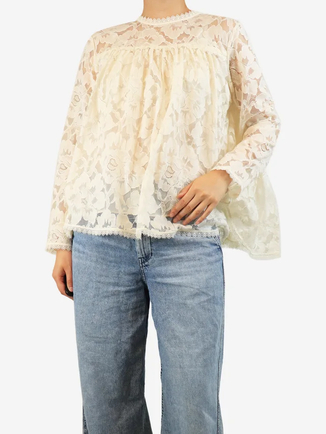 Zimmermann Cream lace blouse - size UK 12 in White from Sign of the Times
