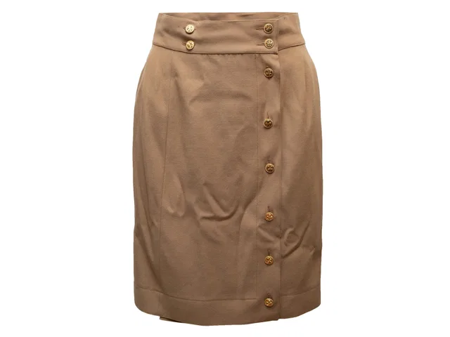 Tan Chanel Knee-Length Pencil Skirt Size US S in Brown from Designer Revival