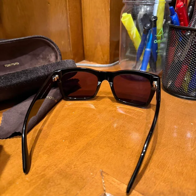 Tom Ford Men's Sunglasses - Black/Brown in black|brown|red from Depop, photo 5 of 6