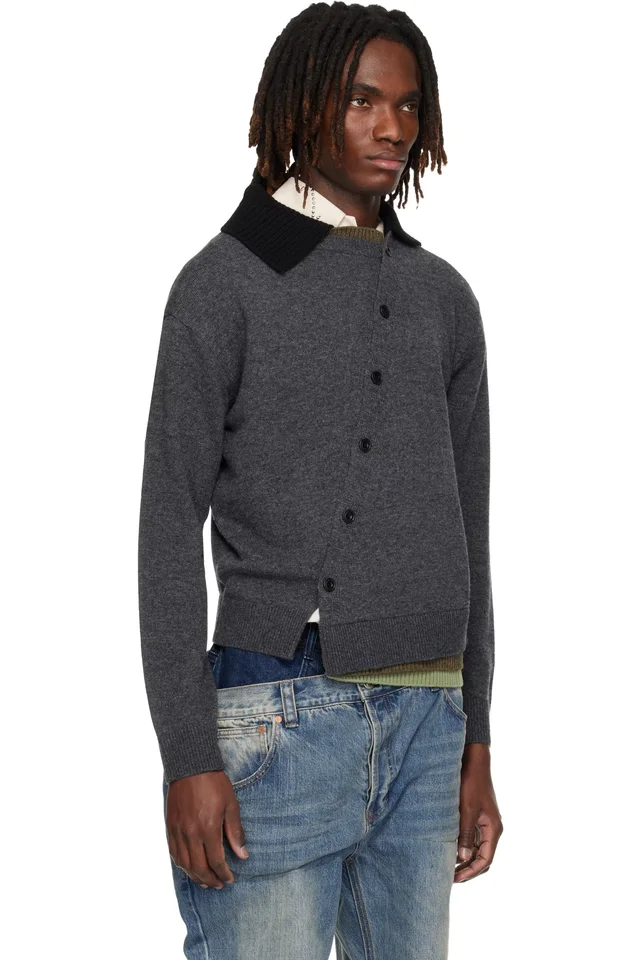Andersson Bell Gray Layered Collar Cardigan, photo 2 of 4 from SSENSE