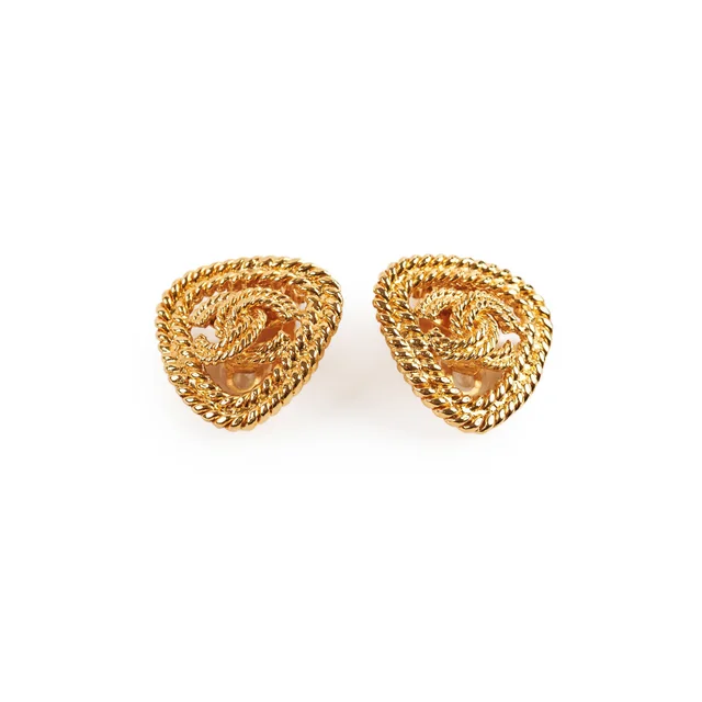 Chanel CC Triangle Clip-on Earrings from The Purse Affair