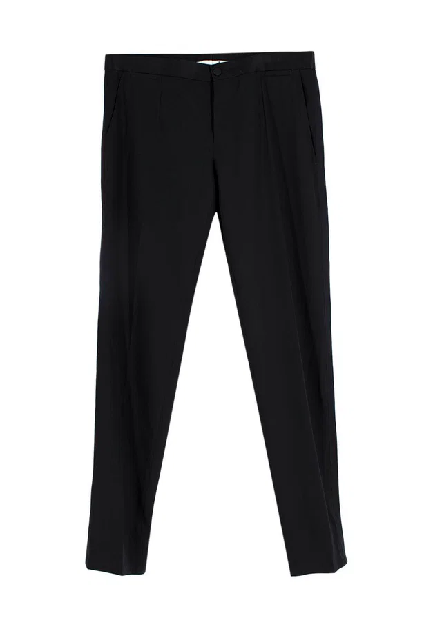 Dolce & Gabbana Black Tailored Tuxedo Trousers in Black Silk from HEWI