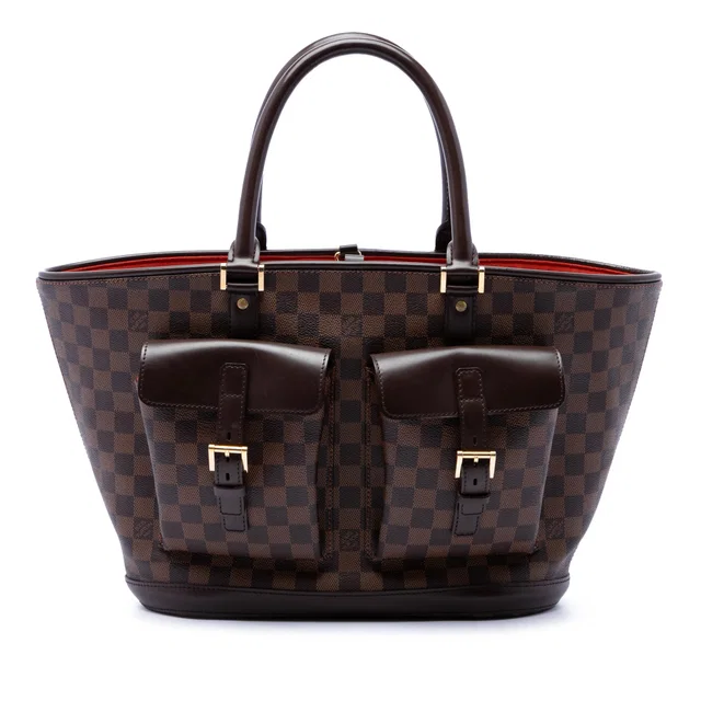 Brown Louis Vuitton Damier Ebene Manosque GM Tote Bag in Brown Canvas from Designer Revival