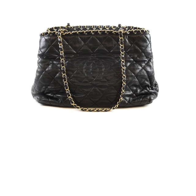 Chanel Seasonal Small Shopping Tote Black in Black Lambskin from The Purse Affair