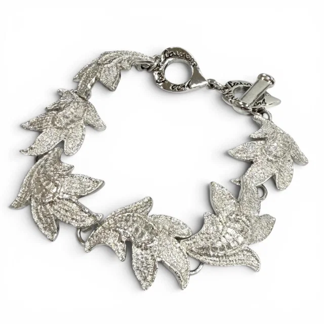 Saint Laurent Rhodium Heart Toggle Bracelet Silver in Silver from The Reluxe
