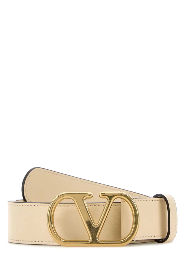 Valentino Garavani Vlogo Belt — Beige in Beige Leather from HEWI