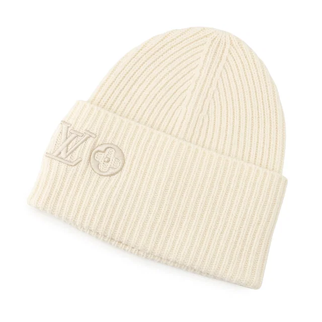Beanie LV Headline Size S BlancM77873 Wool100% from GALLERY RARE