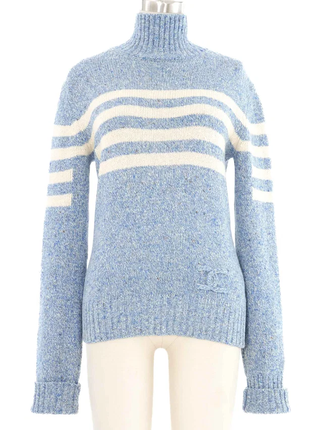 2008 Chanel Striped Knit Sweater in Woven leather from Arcade Vintage