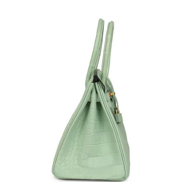 Hermès Birkin 30 Vert D'Eau Matte Alligator Gold Hardware in Green Exotic from Madison Avenue Couture, photo 3 of 9