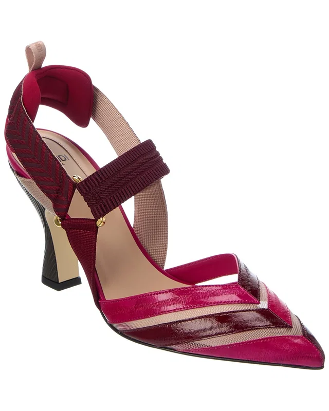 FENDI Iconic Colibri Leather & Mesh Slingback Pump, image 1 of 1 from Rue La La