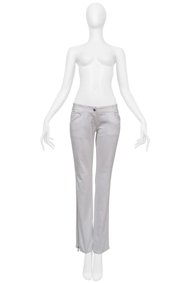 Dolce & Gabbana White Pants With Side Zippers in White from Resurrection Vintage