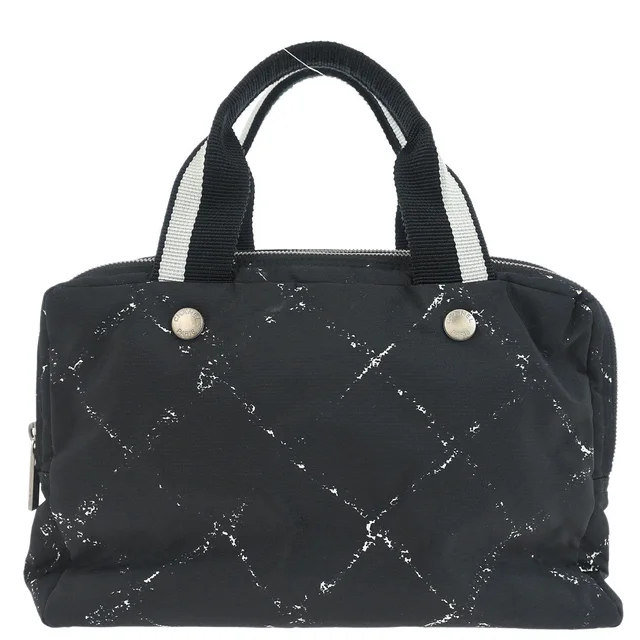 Chanel 1997-1999 Black Jacquard Nylon Travel Line Handbag in Black Nylon from AMORE Vintage Tokyo