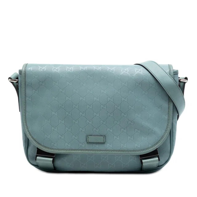 Blue Gucci GG Imprime Crossbody in Blue Coated canvas from Designer Revival