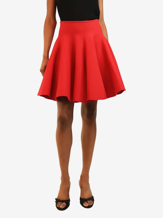 Alaïa Red skater skirt - size UK 10 in Red Wool from Sign of the Times