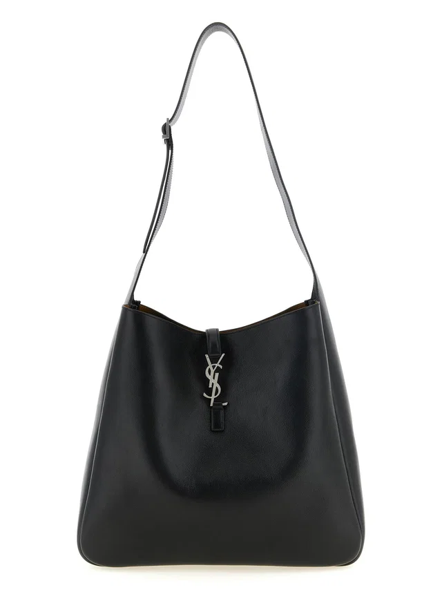 Saint Laurent Hammered Calf Leather Shoulder Bag — Black in Black Calfskin from HEWI