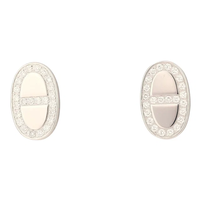 Hermès Chaine D'ancre Contour Stud Earrings White Gold, Diamonds in White from Madison Avenue Couture