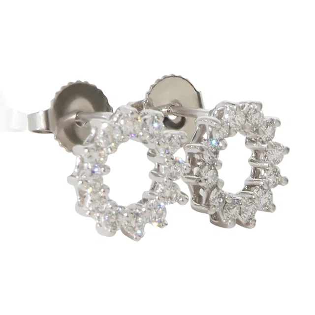 Tiffany & Co. Platinum Diamond Open Circle Earrings 950 from HEWI