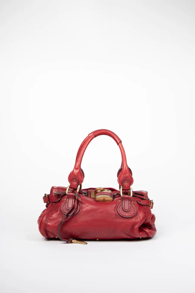 2000s Chloe Red Leather Paddington Shoulder Bag in Red Leather from Break Archive