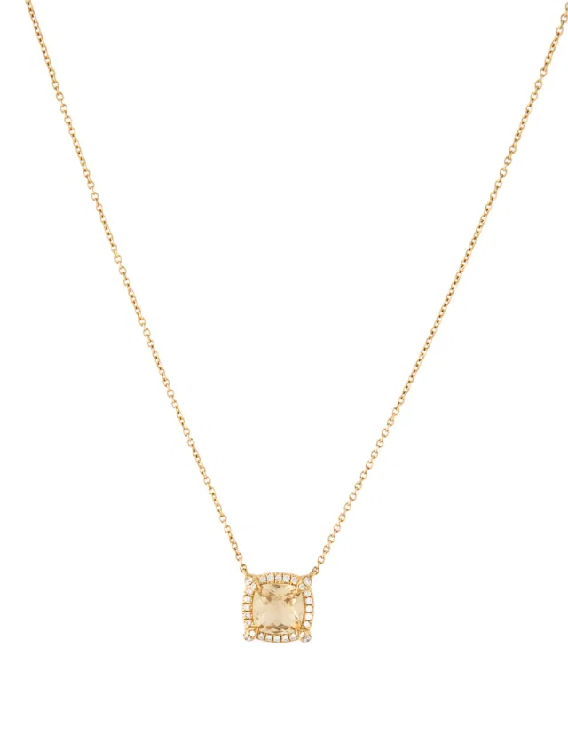 David Yurman 18K Citrine & Diamond Petite Chatelaine Pavé Pendant Necklace, 18" in multicolor from The RealReal