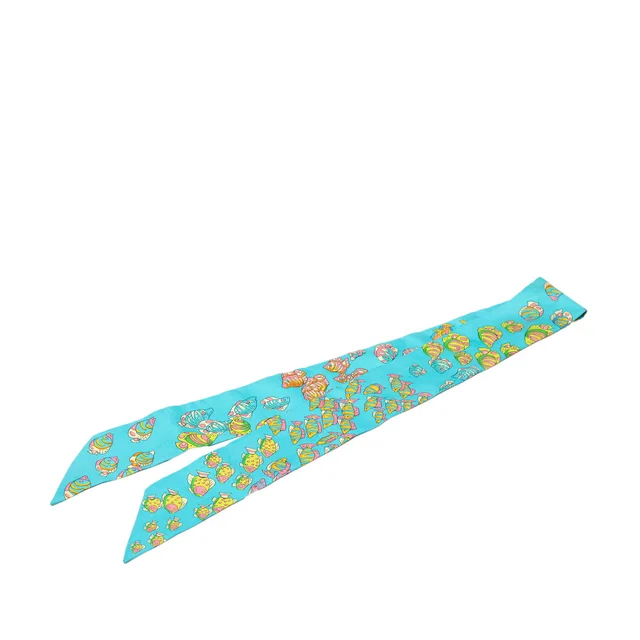 Blue Hermès Rencontre Oceane Twilly Silk Scarf Scarves in Blue Silk from Designer Revival
