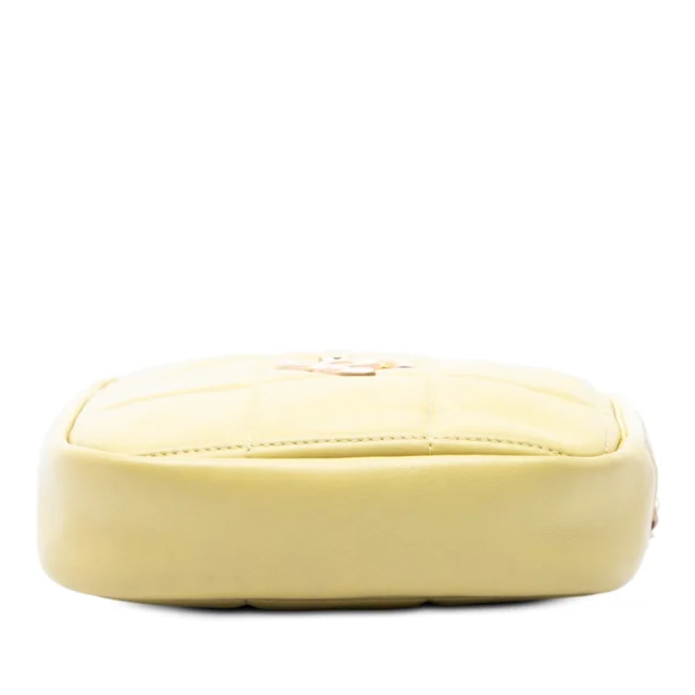Yellow Chanel CC Quilted Lambskin Diamond Clutch with Chain Crossbody Bag in Yellow Lambskin from Designer Revival, photo 2 of 2