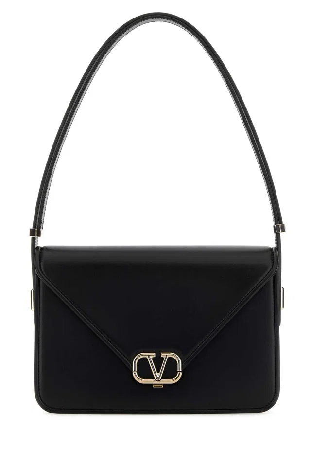Valentino Garavani Vlogo Shoulder Bag — Black in Black Leather from HEWI