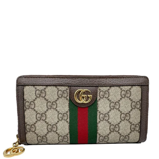 Gucci Ophidia Web GG Supreme Canvas Zip Around Wallet Beige 523154 in Beige Canvas from Dallas Designer Handbags