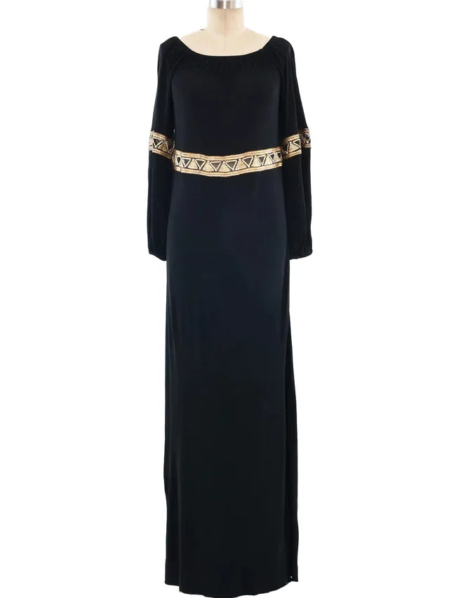 Givenchy Metallic Trimmed Jersey Goddess Gown from Arcade Vintage