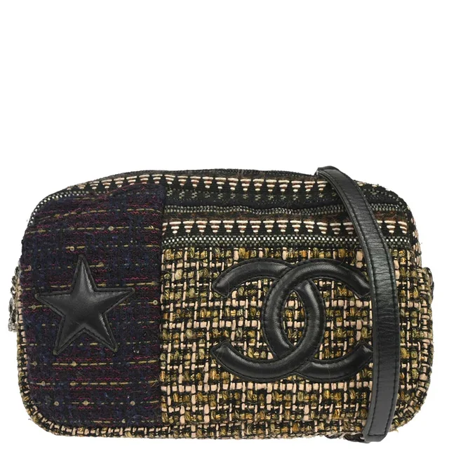 Chanel 2014-2015 Brown Tweed Paris-Dallas Camera Bag Large Shoulder Bag in Brown Tweed from AMORE Vintage Tokyo