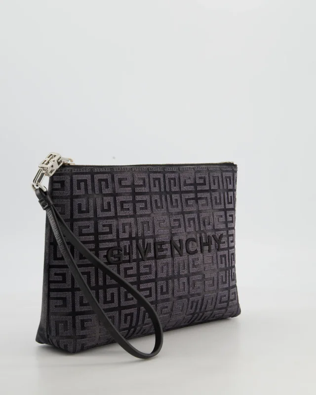 Givenchy and Grey 4G Embroidered Tie and Dye Canvas Travel Pouch with Wrist Strap in Black Canvas from Sellier, photo 2 of 12