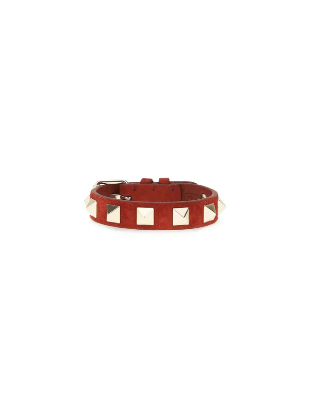 Valentino Garavani Rockstud Bracelet — Red Calf Leather Bracelets in Red Calfskin from HEWI